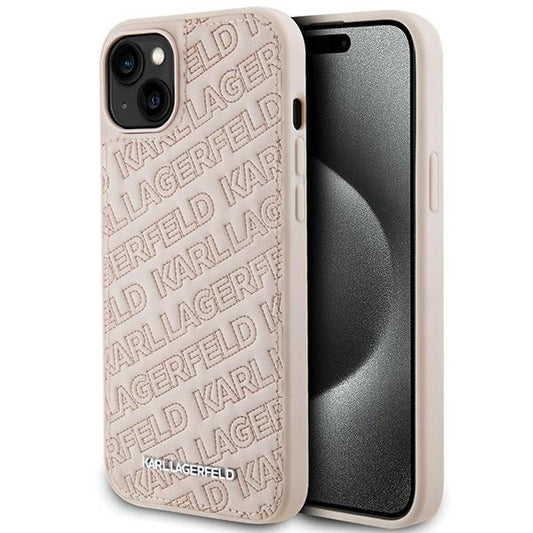 Futrola za Apple iPhone 15, Karl Lagerfeld, Diagonal Quilted K Pattern, Roze