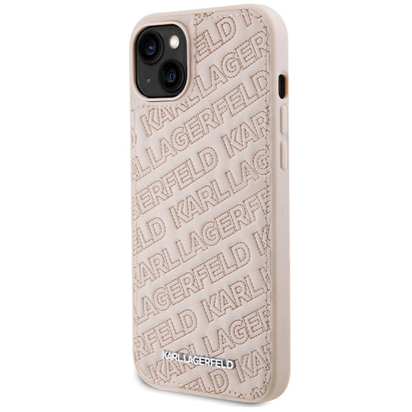Futrola za Apple iPhone 15, Karl Lagerfeld, Diagonal Quilted K Pattern, Roze