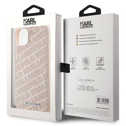 Futrola za Apple iPhone 15, Karl Lagerfeld, Diagonal Quilted K Pattern, Roze