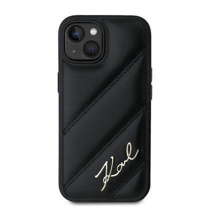 Futrola za Apple iPhone 15, Karl Lagerfeld, Diagonal Quilted Script, Crna