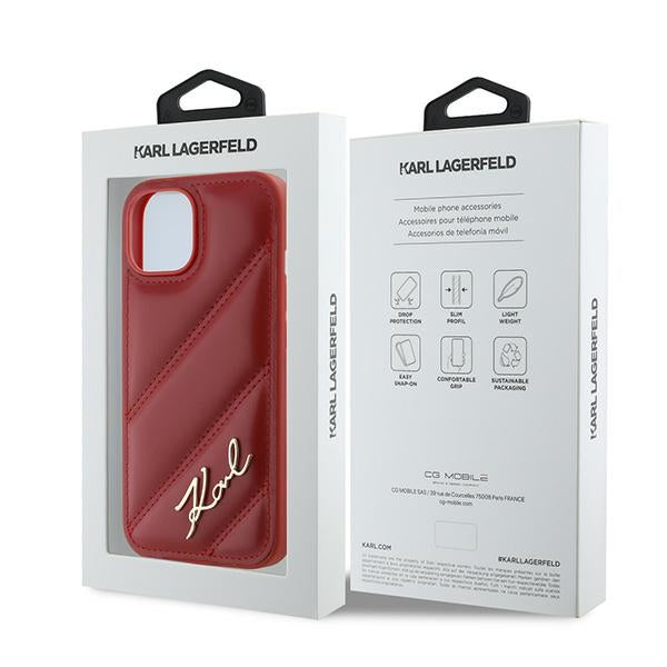 Futrola za Apple iPhone 15, Karl Lagerfeld, Diagonal Quilted Script, Rosie