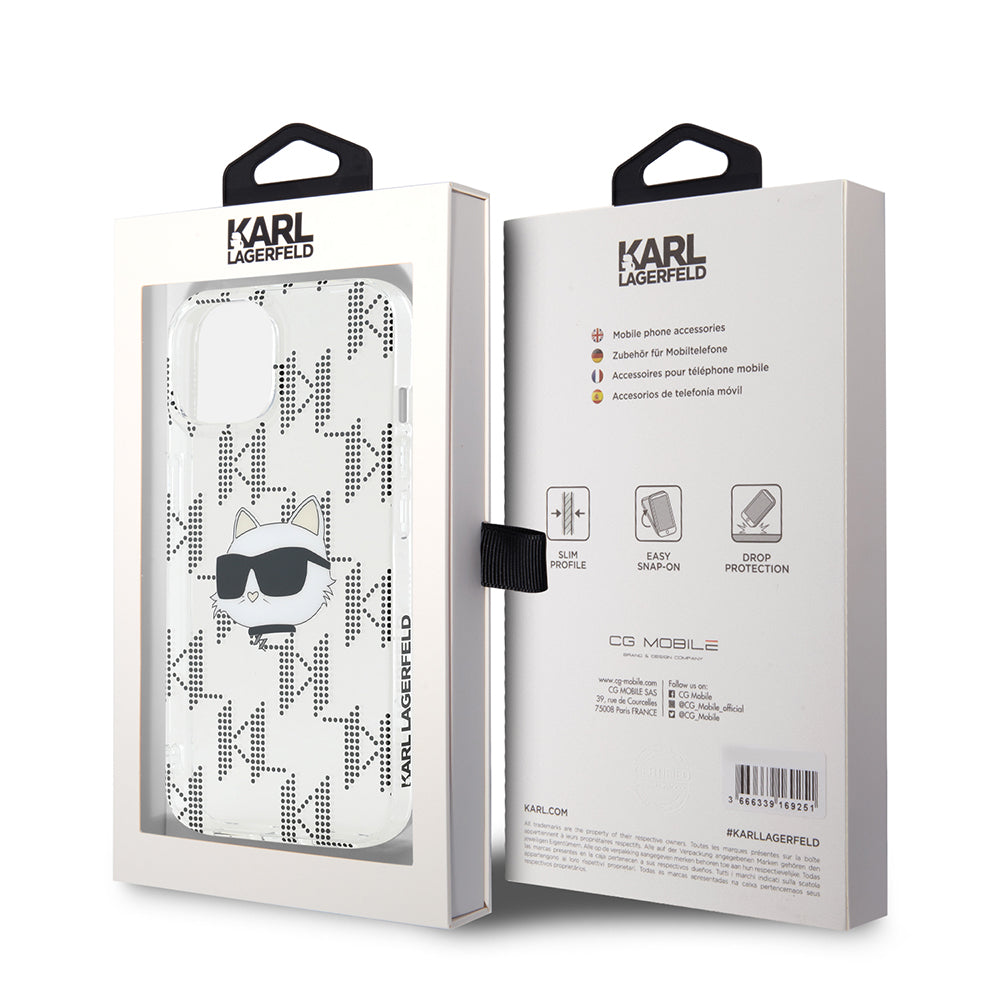 Futrola za Apple iPhone 15, Karl Lagerfeld, IML Electroplated Choupette Head, Transparentna