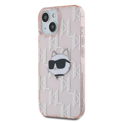Futrola za Apple iPhone 15, Karl Lagerfeld, IML Luxury Monogram Choupette's Head, Roze