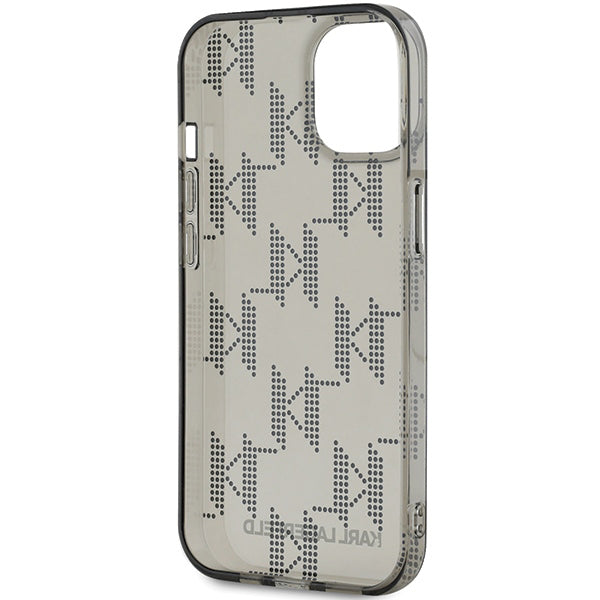 Futrola za Apple iPhone 15, Karl Lagerfeld, IML Luxury Monogram KL Pattern with Strap, Crna