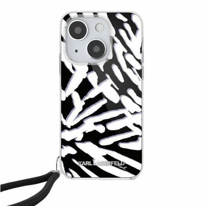 Futrola za Apple iPhone 15, Karl Lagerfeld, IML Luxury Zebra Pattern with Strap, Crna