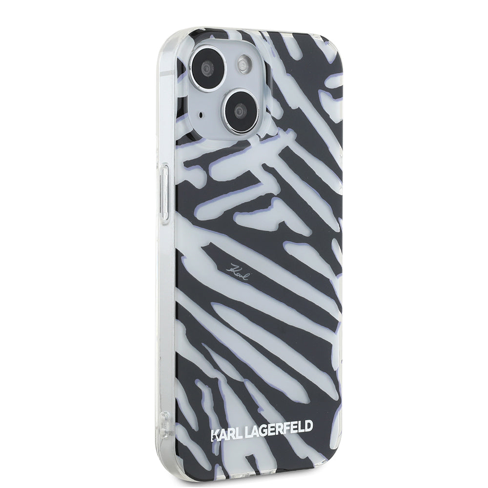 Futrola za Apple iPhone 15, Karl Lagerfeld, IML Luxury Zebra Pattern with Strap, Crna