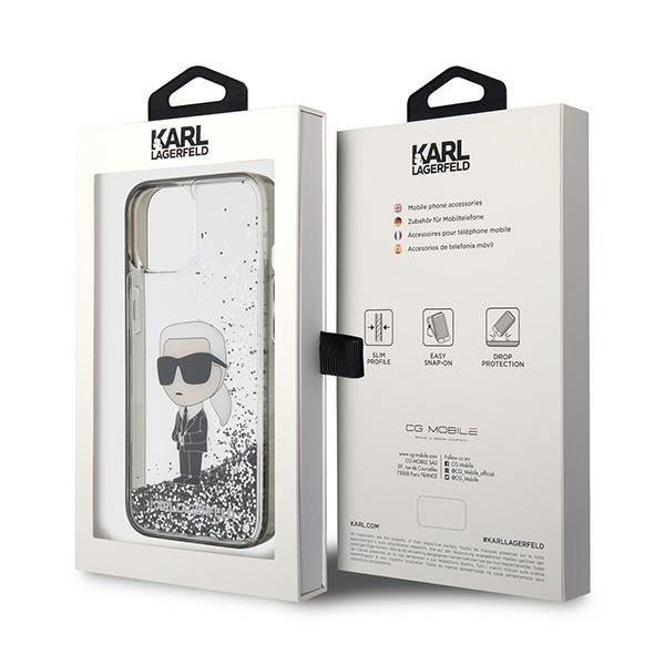 Futrola za Apple iPhone 15, Karl Lagerfeld, Liquid Glitter Ikonik Karl, Providna