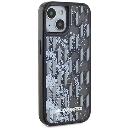 Futrola za Apple iPhone 15, Karl Lagerfeld, Liquid Glitter Monogram, Crna