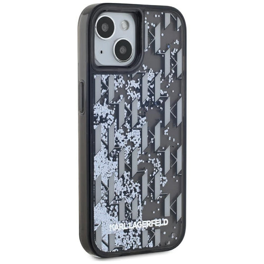 Futrola za Apple iPhone 15, Karl Lagerfeld, Liquid Glitter Monogram, Crna