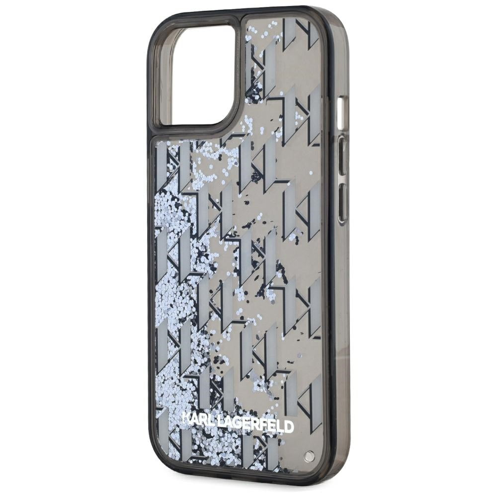 Futrola za Apple iPhone 15, Karl Lagerfeld, Liquid Glitter Monogram, Crna
