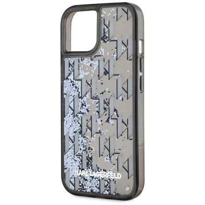 Futrola za Apple iPhone 15, Karl Lagerfeld, Liquid Glitter Monogram, Crna