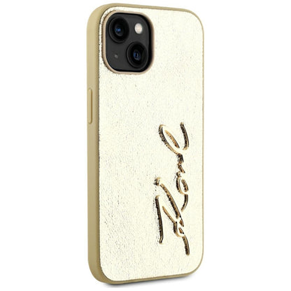 Futrola za Apple iPhone 15, Karl Lagerfeld, Metal Signature, Zlatna
