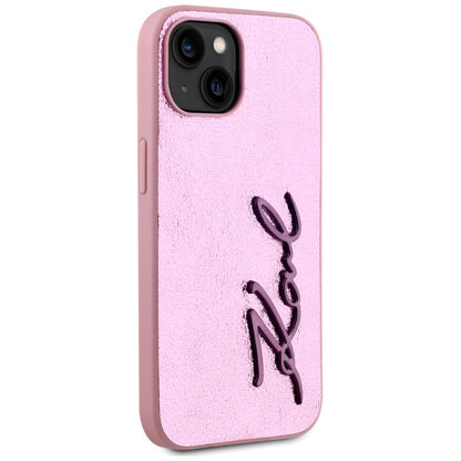 Futrola za Apple iPhone 15, Karl Lagerfeld, Metal Signature, Roze