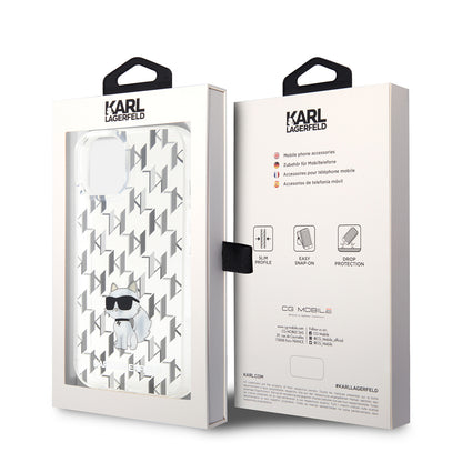 Futrola za Apple iPhone 15, Karl Lagerfeld, Monogram Choupette, Providna