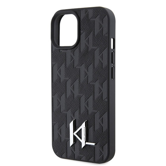 Futrola za Apple iPhone 15, Karl Lagerfeld, Monogram Hot Stamp Metal Logo, Crna