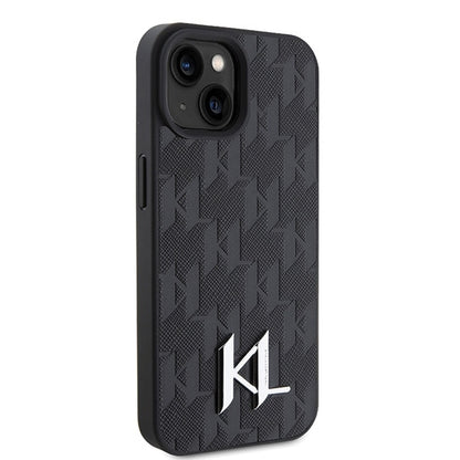 Futrola za Apple iPhone 15, Karl Lagerfeld, Monogram Hot Stamp Metal Logo, Crna