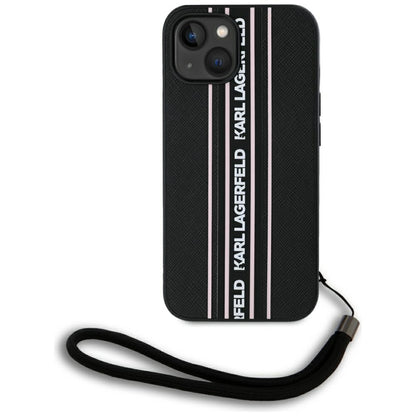 Futrola za Apple iPhone 15, Karl Lagerfeld, Saffiano Athleisure Stripes with Strap, Roze