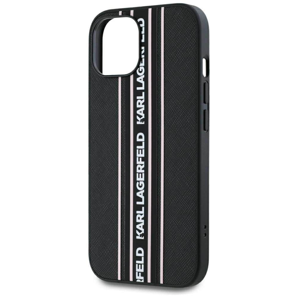 Futrola za Apple iPhone 15, Karl Lagerfeld, Saffiano Athleisure Stripes with Strap, Roze