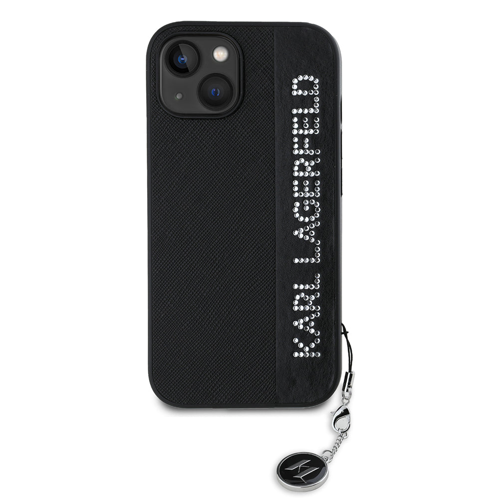 Futrola za Apple iPhone 15, Karl Lagerfeld, Saffiano Rhinestones & Charm, Crna