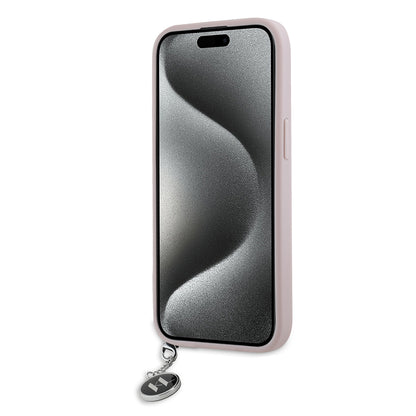 Futrola za Apple iPhone 15, Karl Lagerfeld, Saffiano Rhinestones & Charm, Roze