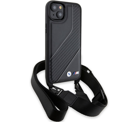 Futrola za Apple iPhone 15 Plus, BMW, M Edition Carbon Stripe & Strap, Crna