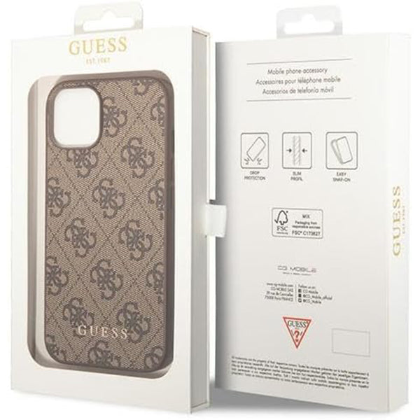 Futrola za Apple iPhone 15 Plus, Guess, 4G Metal Gold Logo, Braon