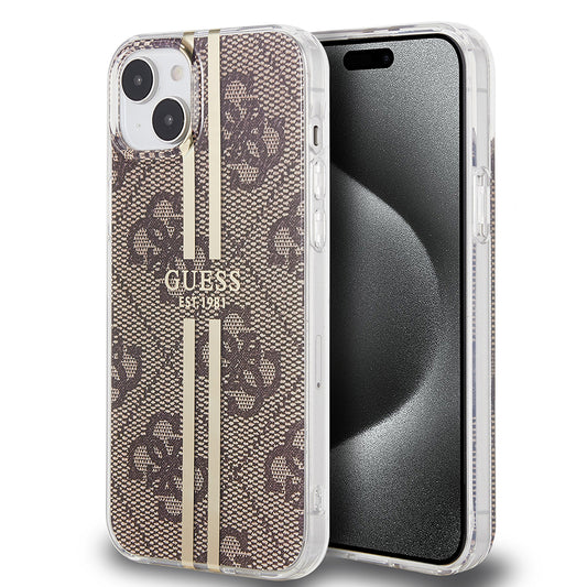 Futrola za Apple iPhone 15 Plus, Guess, IML 4G Gold Stripe, Braon
