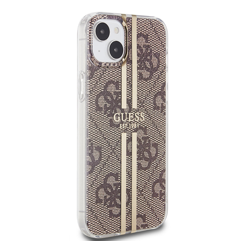 Futrola za Apple iPhone 15 Plus, Guess, IML 4G Gold Stripe, Braon