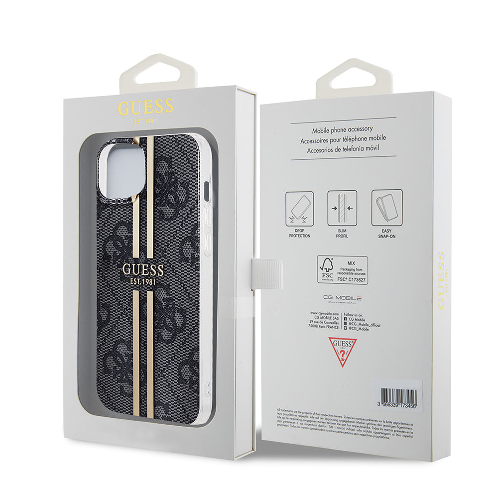 Futrola za Apple iPhone 15 Plus, Guess, IML 4G Gold Stripe, Crna