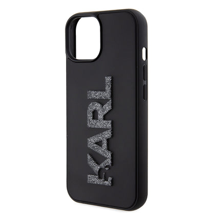 Futrola za Apple iPhone 15 Plus, Karl Lagerfeld, 3D Rubber Glitter Logo, Crna