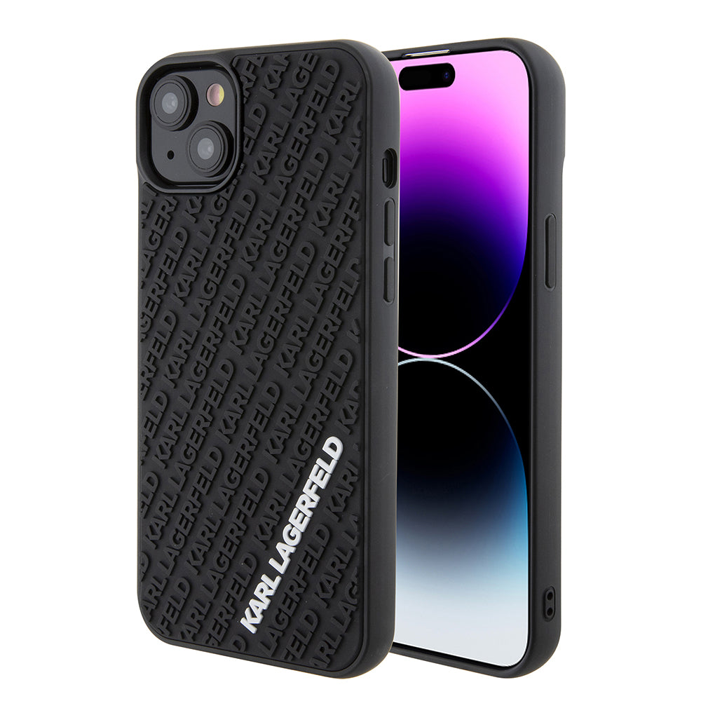 Futrola za Apple iPhone 15 Plus, Karl Lagerfeld, 3D Rubber Multi Logo, Crna