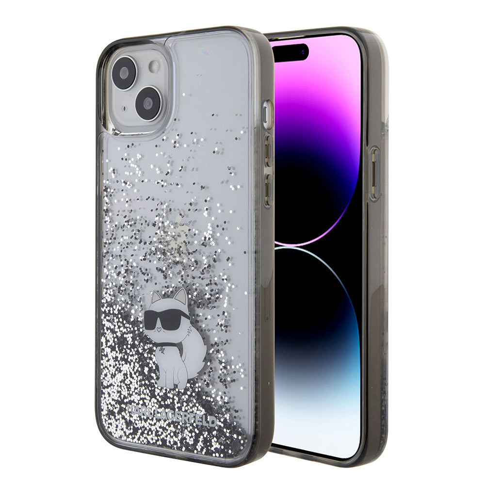 Futrola za Apple iPhone 15 Plus, Karl Lagerfeld, Liquid Glitter Choupette, Transparentna