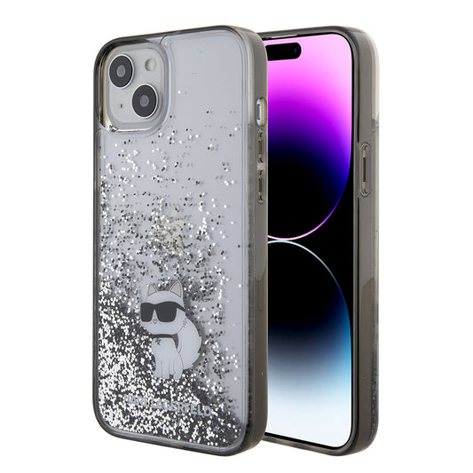 Futrola za Apple iPhone 15 Plus, Karl Lagerfeld, Liquid Glitter Choupette, Transparentna
