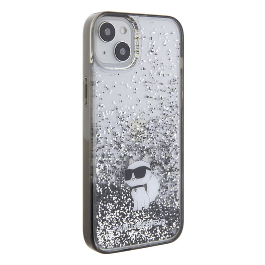 Futrola za Apple iPhone 15 Plus, Karl Lagerfeld, Liquid Glitter Choupette, Transparentna