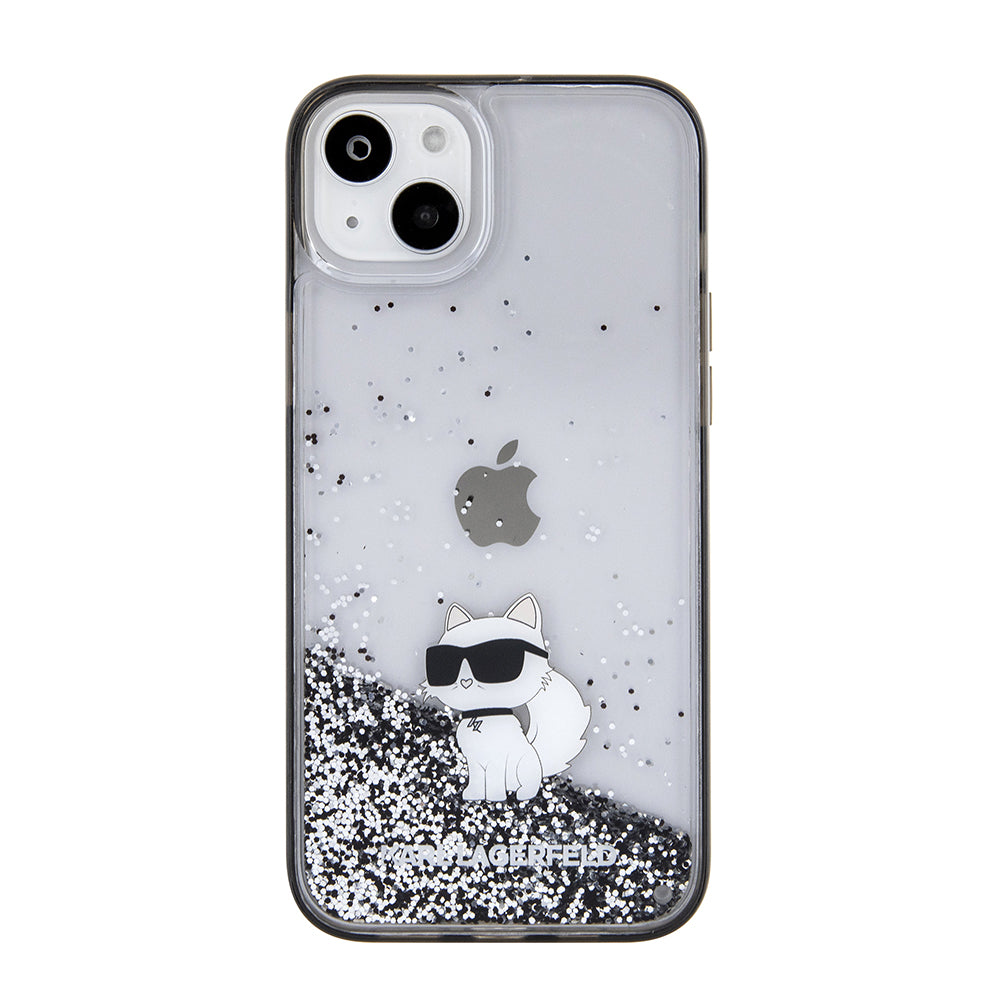 Futrola za Apple iPhone 15 Plus, Karl Lagerfeld, Liquid Glitter Choupette, Transparentna