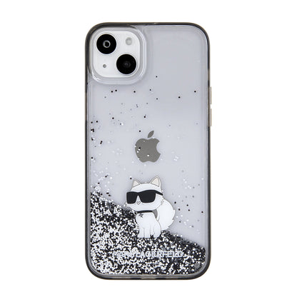 Futrola za Apple iPhone 15 Plus, Karl Lagerfeld, Liquid Glitter Choupette, Transparentna