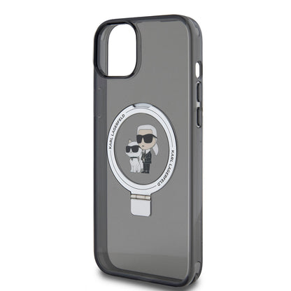 Futrola za Apple iPhone 15 Plus, Karl Lagerfeld, Ringstand Karl & Choupette, Crna