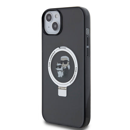 Futrola za Apple iPhone 15 Plus, Karl Lagerfeld, Ringstand Karl & Choupette, Crna