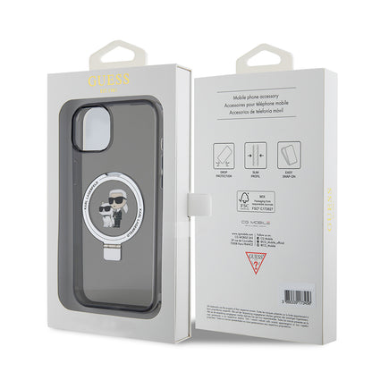 Futrola za Apple iPhone 15 Plus, Karl Lagerfeld, Ringstand Karl & Choupette, Crna