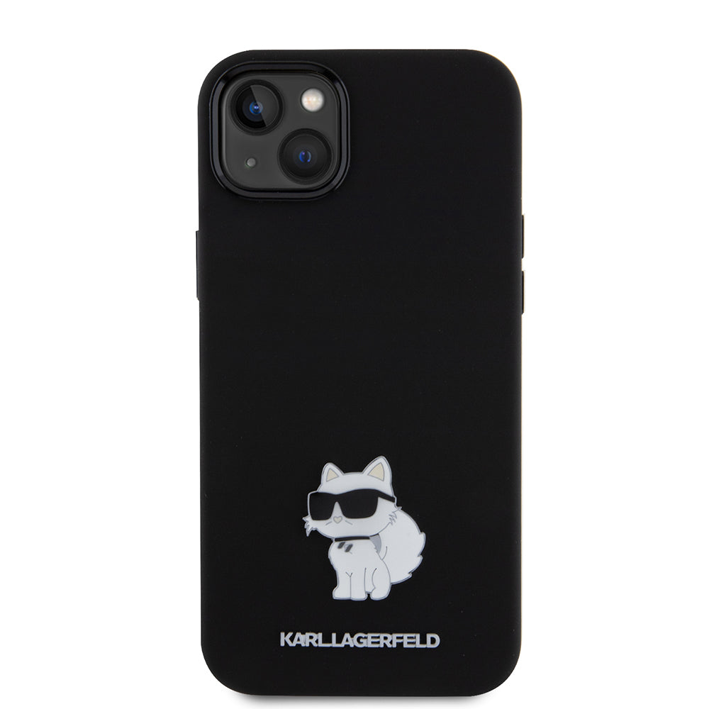 Futrola za Apple iPhone 15 Plus, Karl Lagerfeld, Silicone Choupette Metal, Crna