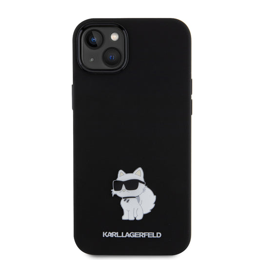 Futrola za Apple iPhone 15 Plus, Karl Lagerfeld, Silicone Choupette Metal, Crna
