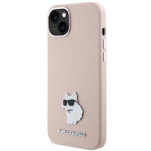 Futrola za Apple iPhone 15 Plus, Karl Lagerfeld, Silicone Choupette Metal, Roze