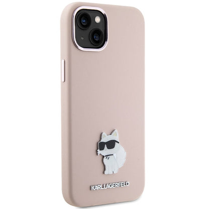 Futrola za Apple iPhone 15 Plus, Karl Lagerfeld, Silicone Choupette Metal, Roze