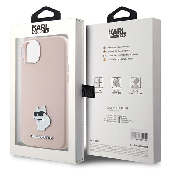 Futrola za Apple iPhone 15 Plus, Karl Lagerfeld, Silicone Choupette Metal, Roze