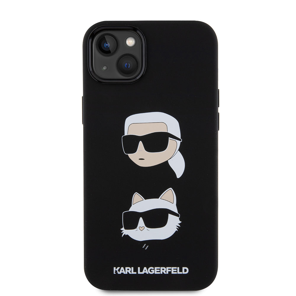 Futrola za Apple iPhone 15 Plus, Karl Lagerfeld, Silikonska Karl & Choupette's Heads, Crna