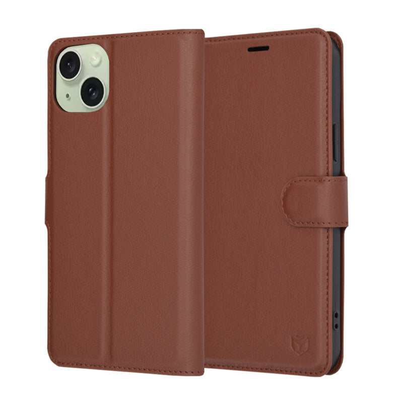 Futrola za Apple iPhone 15 Plus, Techsuit, Leather Folio, Braon