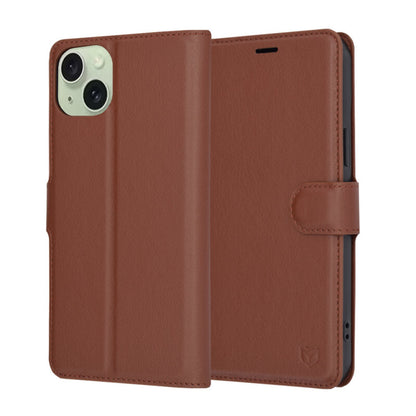 Futrola za Apple iPhone 15 Plus, Techsuit, Leather Folio, Braon