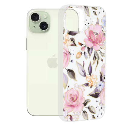 Futrola za Apple iPhone 15 Plus, Techsuit, Marble, Bela