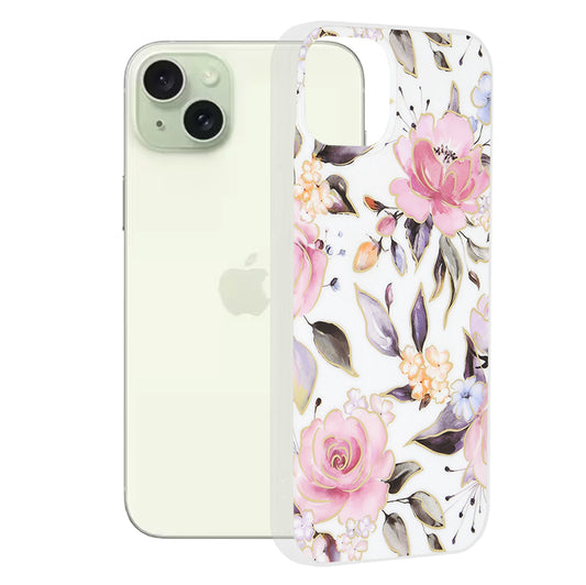 Futrola za Apple iPhone 15 Plus, Techsuit, Marble, Bela