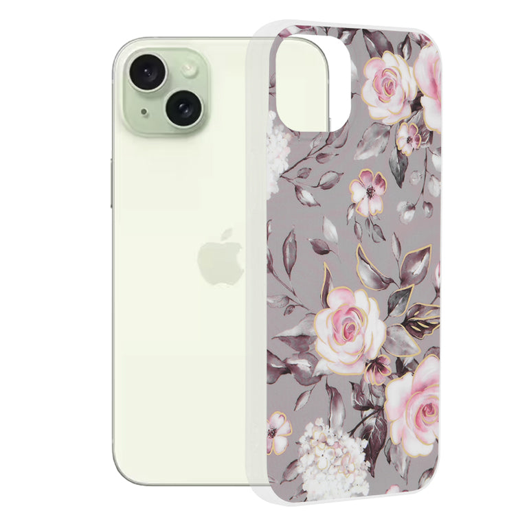 Futrola za Apple iPhone 15 Plus, Techsuit, Marble, Siva